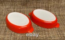 2 Pyrex 700 Red Pixie 10 oz. Au Gratin Dishes