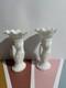2- Vtg Westmoreland Hand Holding Vase Milk Glass Ruffle Top 8.25 Vgc