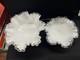(2) Vintage Fenton Silver Crest Milk Glass Ruffled Edge Pedestal Compote Bowls