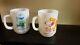 2 Vintage Fire King Anchor Hocking Snoopy Milk Glass Mugs Schulz