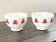 2 Vintage Fire King Milk Glass Red Tulip Design Sealtest Cottage Cheese Bowls