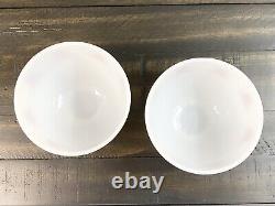 2 Vintage Fire King Milk Glass Red Tulip Design Sealtest Cottage Cheese Bowls