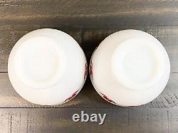 2 Vintage Fire King Milk Glass Red Tulip Design Sealtest Cottage Cheese Bowls