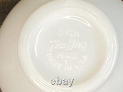 2 Vintage Fire King Milk Glass Red Tulip Design Sealtest Cottage Cheese Bowls