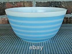 2 Vintage Pyrex Blue Rainbow Stripe Nesting Mixing Bowls USA #401 & #402