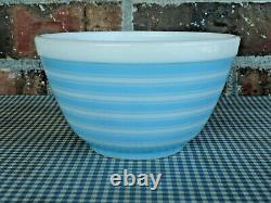 2 Vintage Pyrex Blue Rainbow Stripe Nesting Mixing Bowls USA #401 & #402