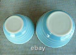 2 Vintage Pyrex Blue Rainbow Stripe Nesting Mixing Bowls USA #401 & #402