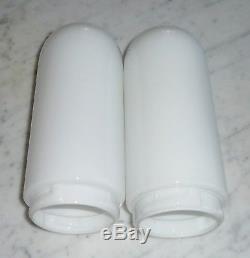 2 Vintage White Milk Glass Skyscraper Bullet Light Sconce Lamp Shades 7 7/8inch