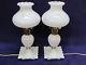 2 White Gone With The Wind Lamps Milk Glass Working Electric Little Base Holders