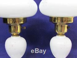 2 White Gone with the Wind Lamps Milk Glass Working Electric little base holders
