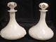 2 White Milk Glass Decanters, With Stoppers