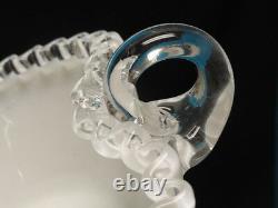 2 pcs VINTAGE RUFFLED CLEAR EDGE RIM FENTON MILK GLASS RELISH BOWL & UNDERPLATE