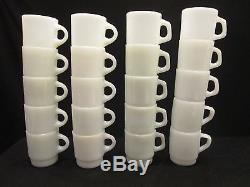 20 Asst Lot White Milk Glass Anchor Hocking Fire King &Termacrisa Stackable Mugs