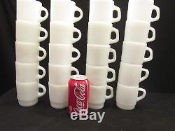 20 Asst Lot White Milk Glass Anchor Hocking Fire King &Termacrisa Stackable Mugs