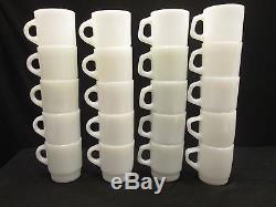 20 Asst Lot White Milk Glass Anchor Hocking Fire King &Termacrisa Stackable Mugs