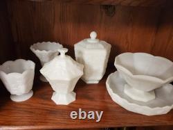 20 Pieces Milk Glass Set Grape Pattern Vintage Anchor Hocking