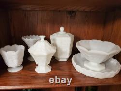 20 Pieces Milk Glass Set Grape Pattern Vintage Anchor Hocking
