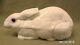 2075d Antq 1886 Atterbury Covered Rabbit Dish Milk Glass Withglass Eyes Rough Cond