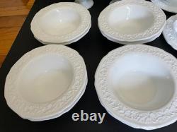 22pc. Indiana Glass Orange Blossom milk glass cups, saucers, bowls cream & sugar