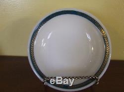 24 PC Vintage Pyrex Corning Milk Glass Teal & Gold Laurel Leaf Bowls