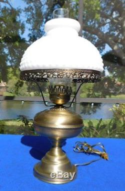 24 Vintage GWTW White Milk Glass Hobnail Hurricane Banquet Parlor Lamp