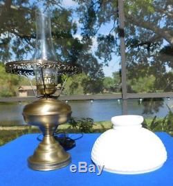 24 Vintage GWTW White Milk Glass Hobnail Hurricane Banquet Parlor Lamp