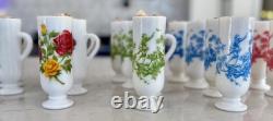 28-full set Vintage Avon Milk Glass White Collectibles Demi-Tassi Cups footed 5