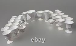 29 piece White Milk Glass Grapevine Goblet, Compote, Creamer, Sugar Bowl Set