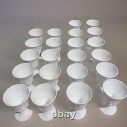 29 piece White Milk Glass Grapevine Goblet, Compote, Creamer, Sugar Bowl Set