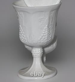 29 piece White Milk Glass Grapevine Goblet, Compote, Creamer, Sugar Bowl Set