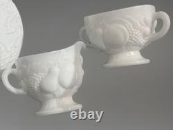 29 piece White Milk Glass Grapevine Goblet, Compote, Creamer, Sugar Bowl Set