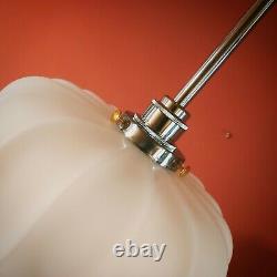 3 Available Vintage Brutalist White Opaline Milk Glass Pendant Ceiling Light