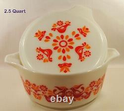 3 BOXES Vintage Pyrex #480-45 Friendship-Set of 3 Casserole Dishes & Covers/BOX