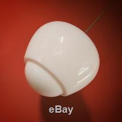 3 Large Vintage Czech School White Glass Pendant Lights Opaline Milk Glass Globe