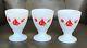 3 Mckee Red Ships Nautical Design White Milk Glass Waldorf Goblets Glasses
