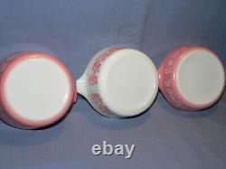 3 PYREX PINK WHITE GOOSEBERRY ROUND CASSEROLES SERVERS withLIDS 473/472/471