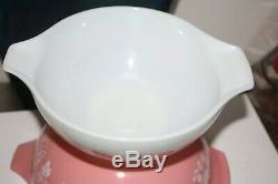 3 Pyrex Pink Gooseberry 444 443 441 Cinderella Mixing Nesting Bowls EXCELLENT