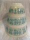 3 Vintage Pyrex Amish Butterprint Bowls Turquoise White Rooster 401 402 403