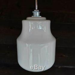3 Vintage Czech School White Glass Pendant Lights Opaline Milk Glass Globe