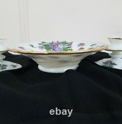 3 piece Consolidated console set Catalonia violets Bowl Candlesticks Milk Glass