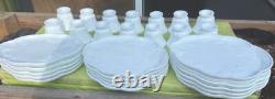 30 Pieces Milk Glass Grapes Leaves 14 Tea Cups 16 Plates Original Beautiful
