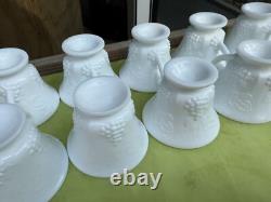 30 Pieces Milk Glass Grapes Leaves 14 Tea Cups 16 Plates Original Beautiful