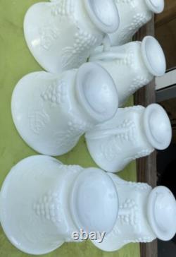 30 Pieces Milk Glass Grapes Leaves 14 Tea Cups 16 Plates Original Beautiful