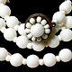 30 Signed Miriam Haskell White Milk Glass Flower Clasp Beaded Necklace L1