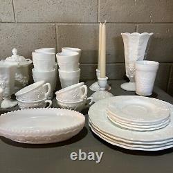 31 Pc GRAPE MILK GLASS