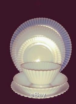 33 Lot Eapg Antique Victorian White Opalescence Milk Glass Dinner Wear Dishes