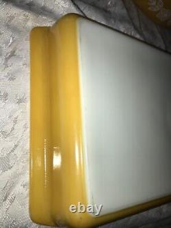 3pc PYREX 933 043 with Lid & 473 BUTTERFLY GOLD Milk Glass CASSEROLE Set YELLOW