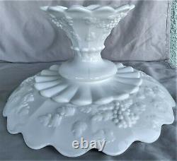 3pc Westmoreland Epergne Paneled Grape 14 tall Milk White Glass Vase Pedestal
