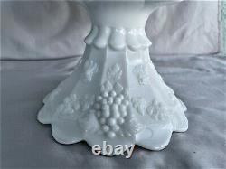 3pc Westmoreland Epergne Paneled Grape 14 tall Milk White Glass Vase Pedestal