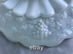 3pc Westmoreland Epergne Paneled Grape 14 tall Milk White Glass Vase Pedestal